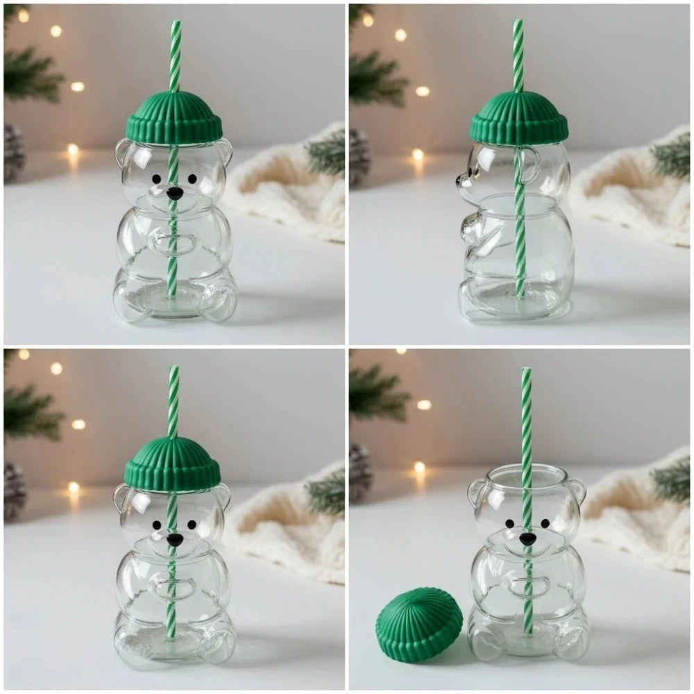 Cute Bear Shaped Coffee Mug  with Straw 500ML